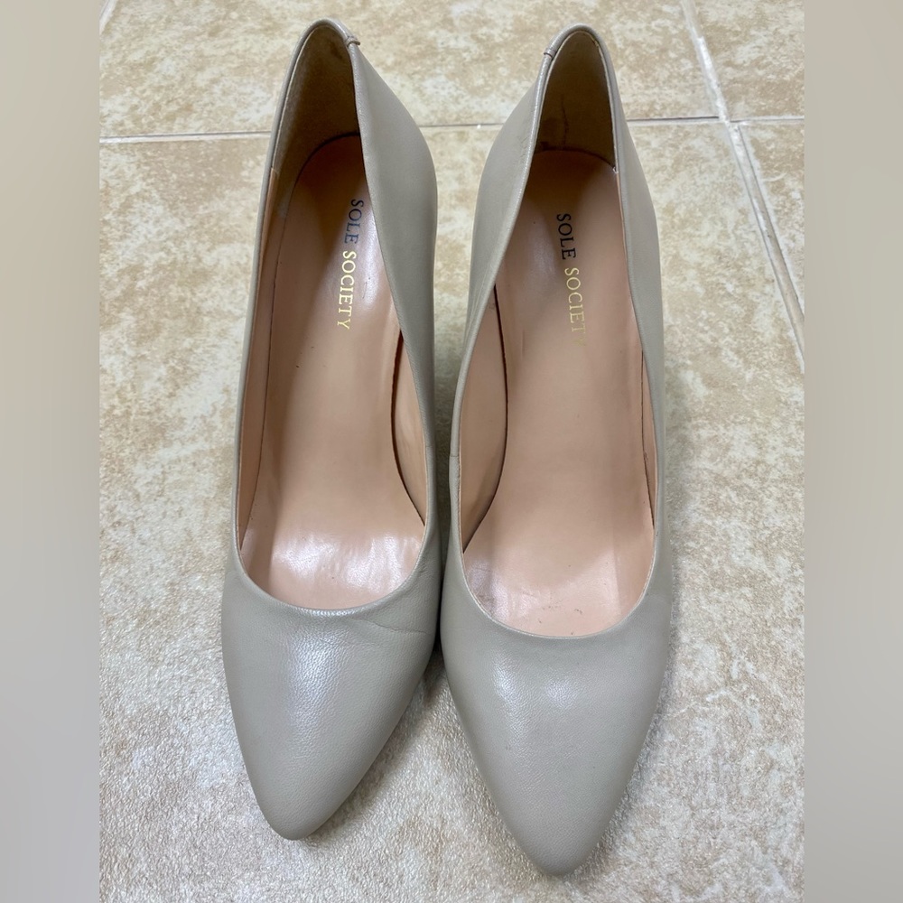 Sole Society Wedge Gray Leather Shoe size 39/9